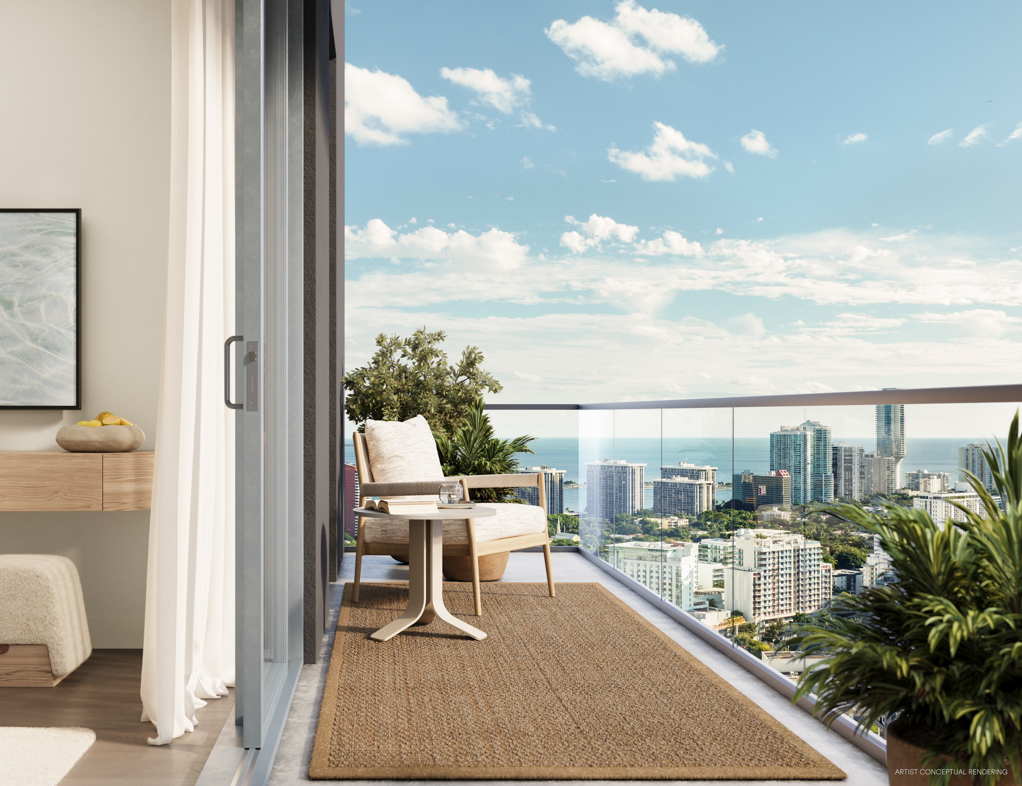 Private balcony with a Miami view