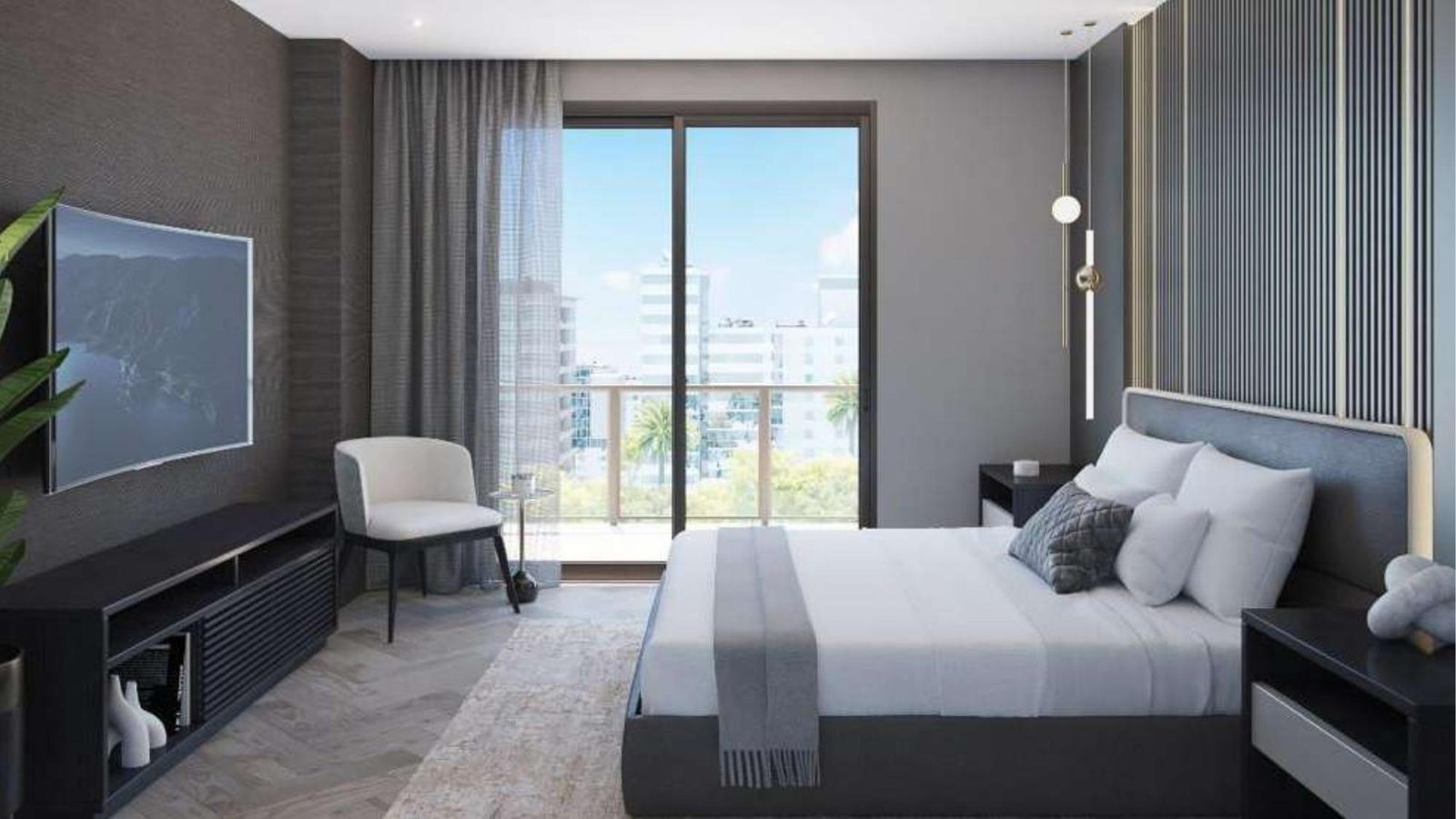 Habitación con balcón y vista a la ciudad